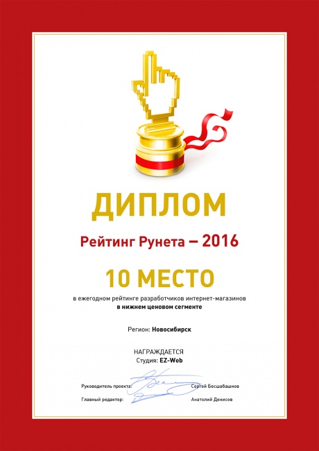 Рейтинг рунета - 2016 (интернет-магазины, нижний ценовой сегмент), 10 место